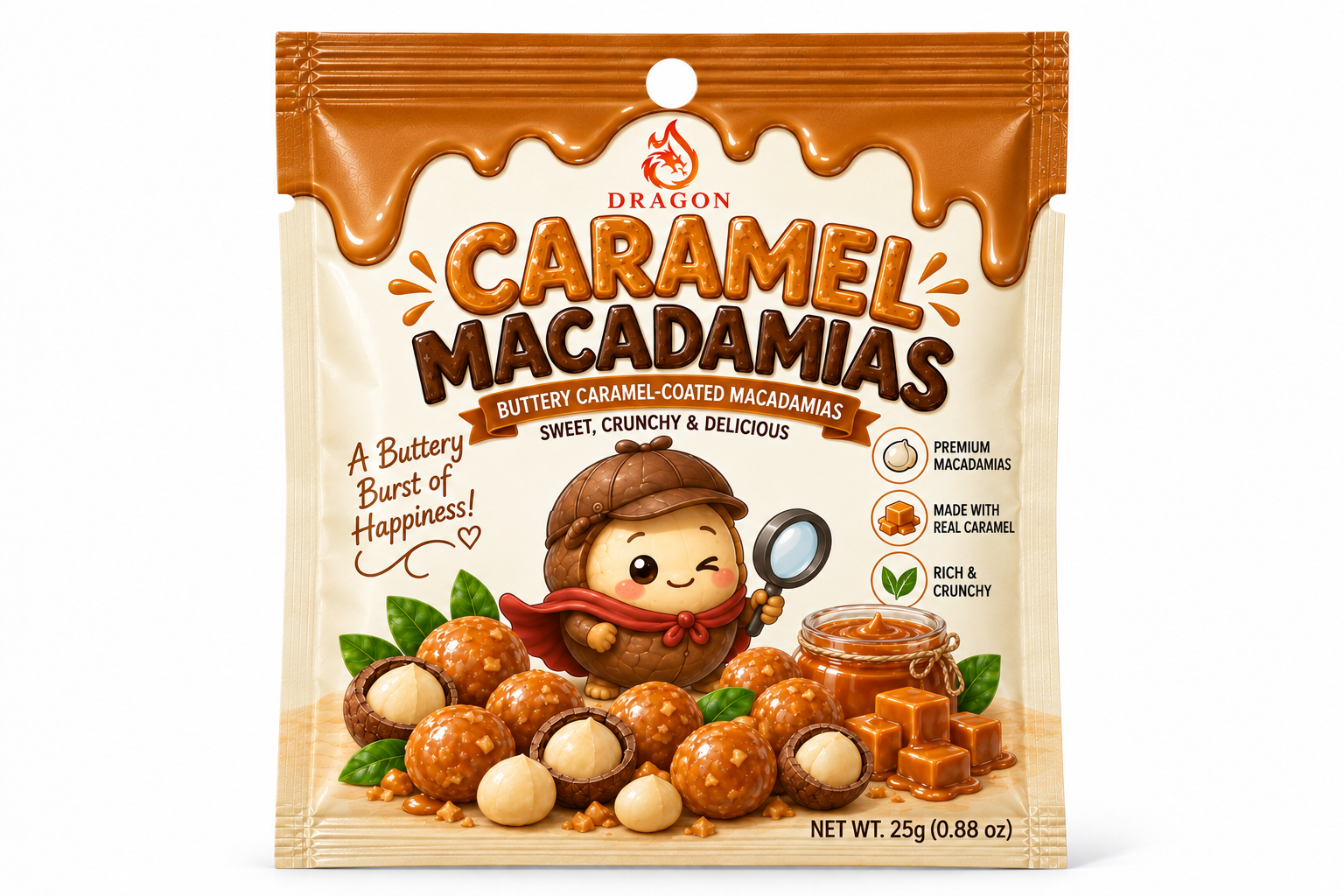 Hạt macca tẩm vị caramel
