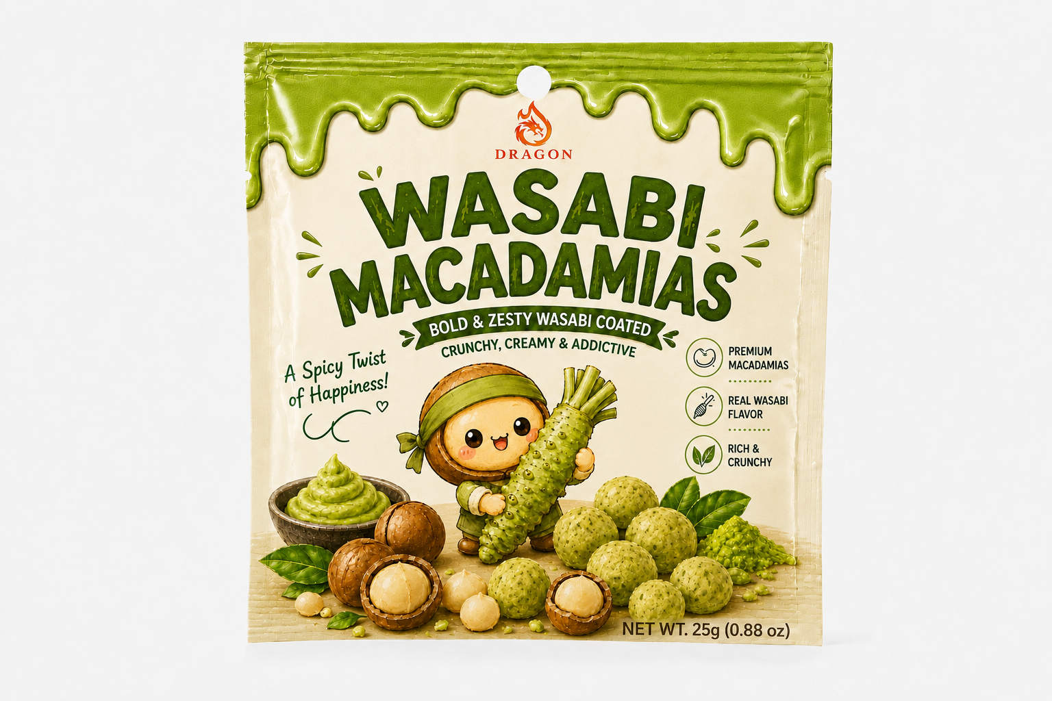 Hạt macca tẩm vị  wasabi