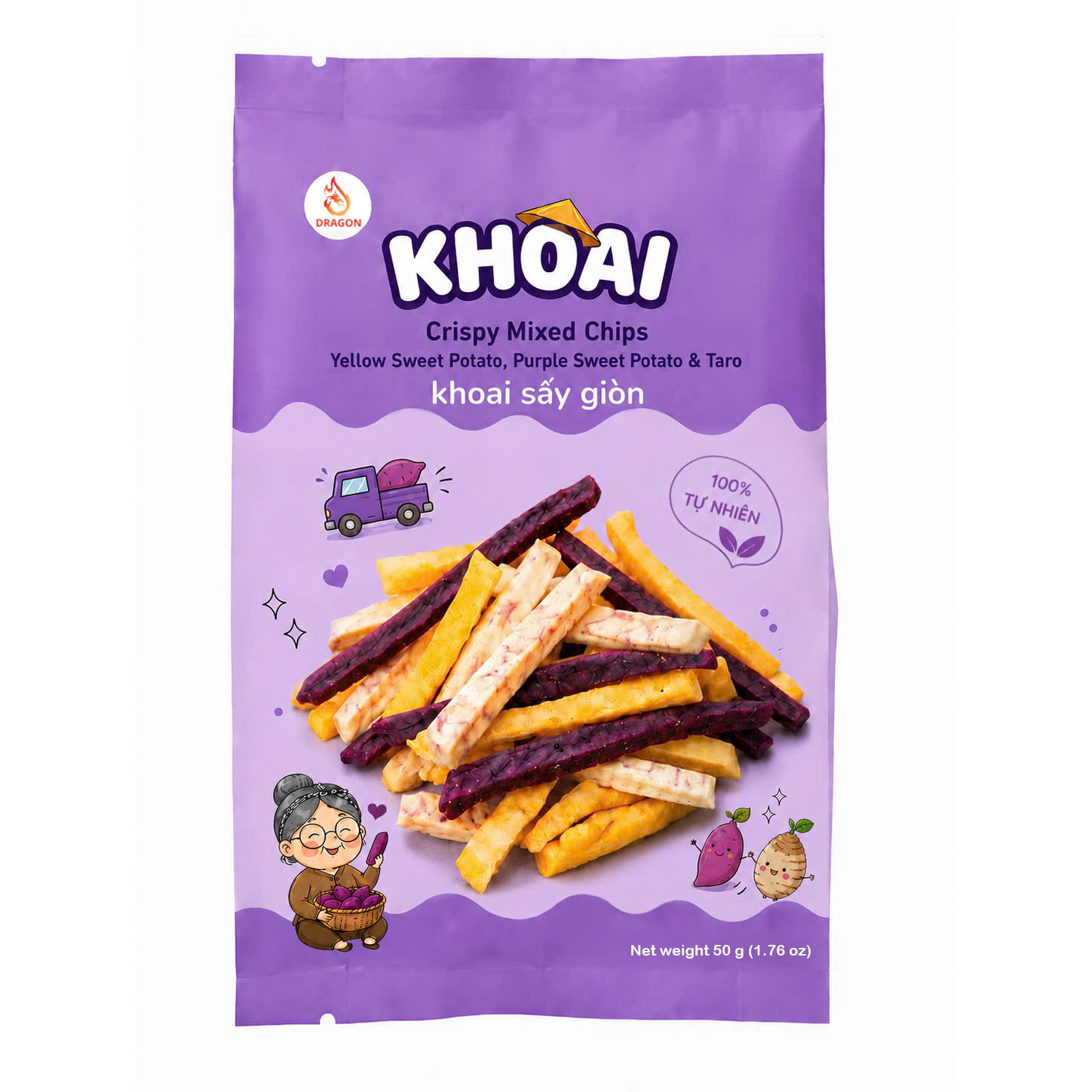 Khoai hỗn hợp sấy giòn Khoai lang vàng, khoai lang tím & khoai môn